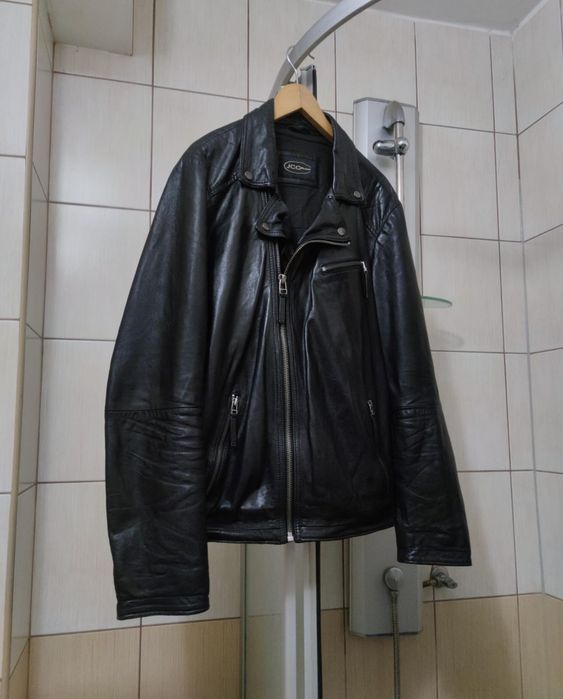 kurtka skórzana czarna vintage JC Collection skóra elegancka Black XXL