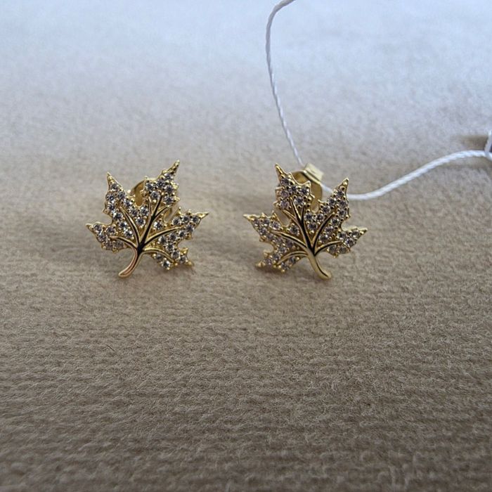 Kolczyki BRIJU - żółte srebro o próbie 925 i cyrkonie - nowe