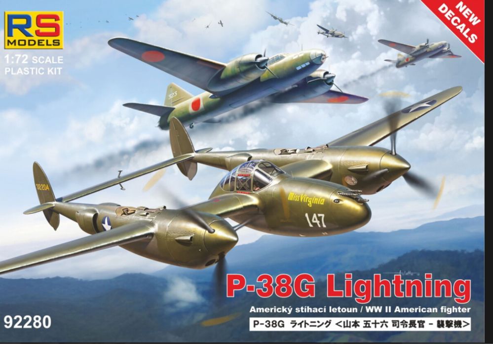 RS MODELS 92280 samolot P-38G LIGHTNING model 1/72