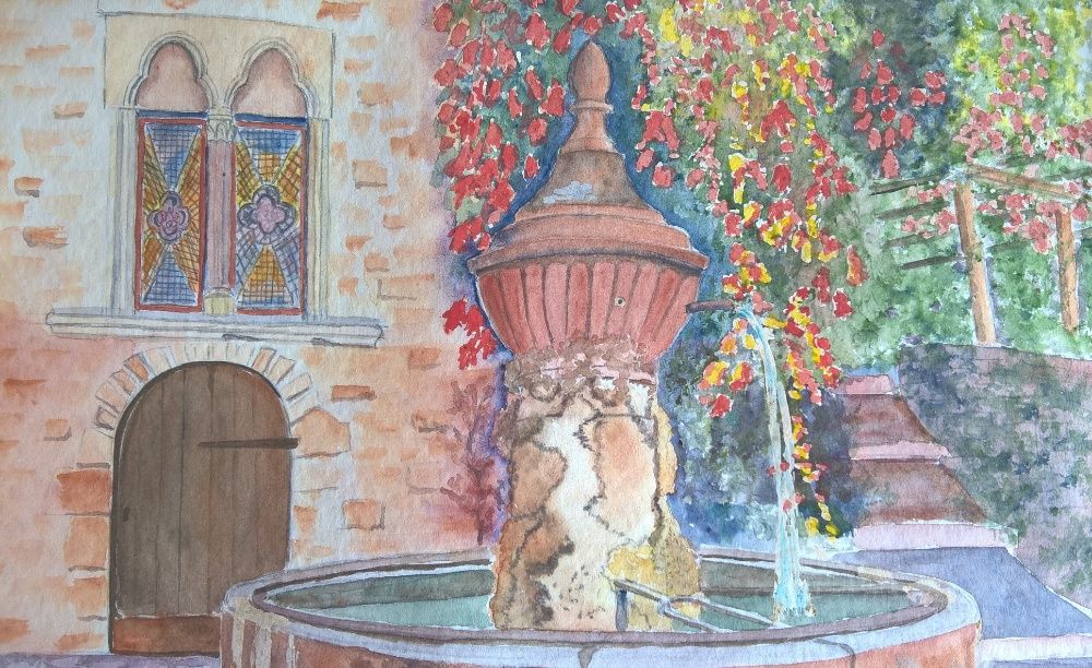 Quadro de aguarela da artista/pintora francesa JAN HOS.