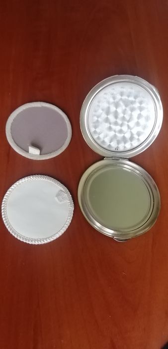 Stare piękne puzderko lusterko puderniczka  srebrne pr. 835 Unikat