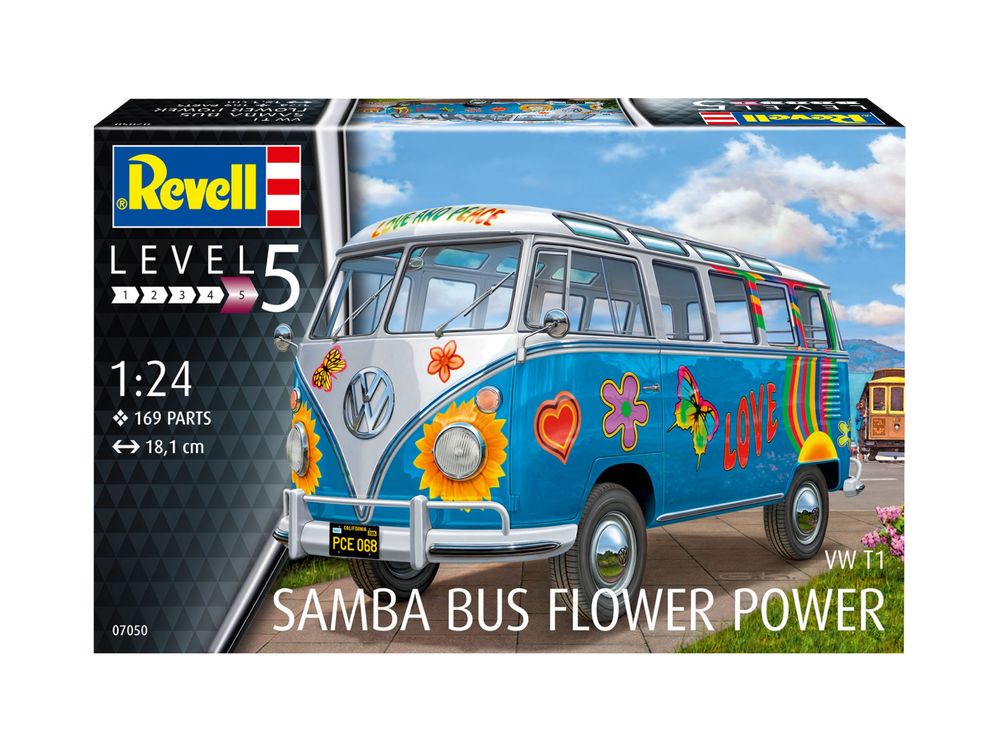 Moddl do sklejania SAMOCHÓD 1/24 Revell 07050 VW T1 SAMBA BUS FLOWER