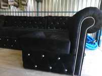 Narożnik czarny velur chesterfield 260x160 od ręki .rozkladany