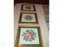 Conjunto quadros em ponto cruz encaixilhados