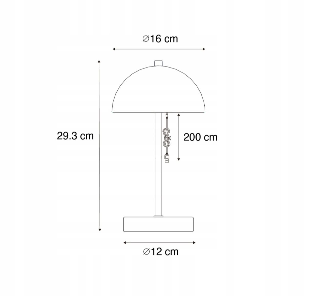 Stylowa lampa stołowa czarna LED USB-C 3 stopnie jasności