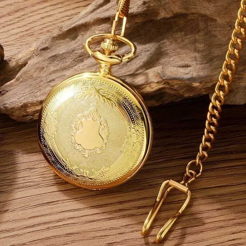 Kieszonkowy Zegarek w Kolorze Złotym Quartz Unisex - Pomysł na Prezent
