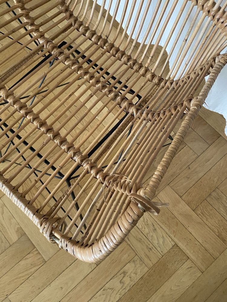 Dwa rattanowe designerskie fotele boho