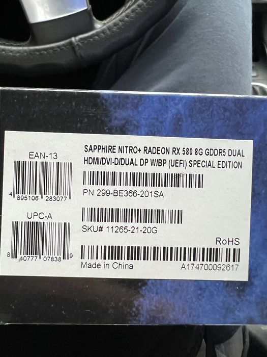Видеокарта Sapphire RX580 Nitro+ 8GB идеальное состояние