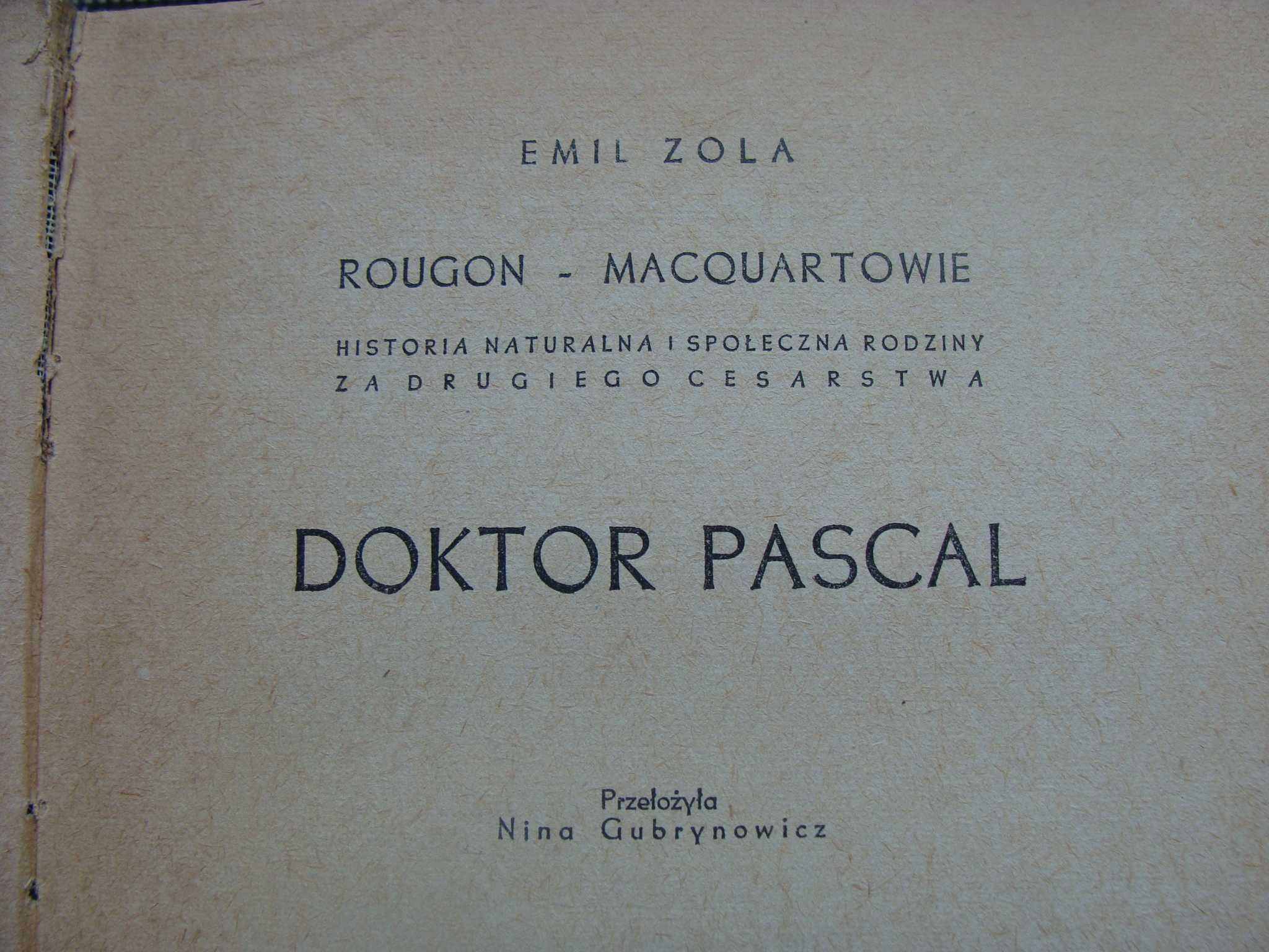 Doktor Pascal - Emil Zola (M)