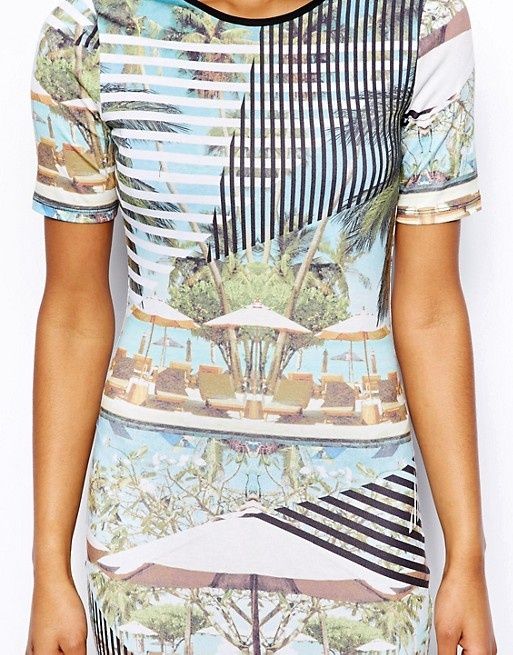 RIVER ISLAND wzory pejzaż sukienka dzianina