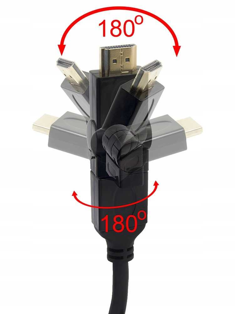 Kabel HDMI 3m Kątowy Obrotowy 180