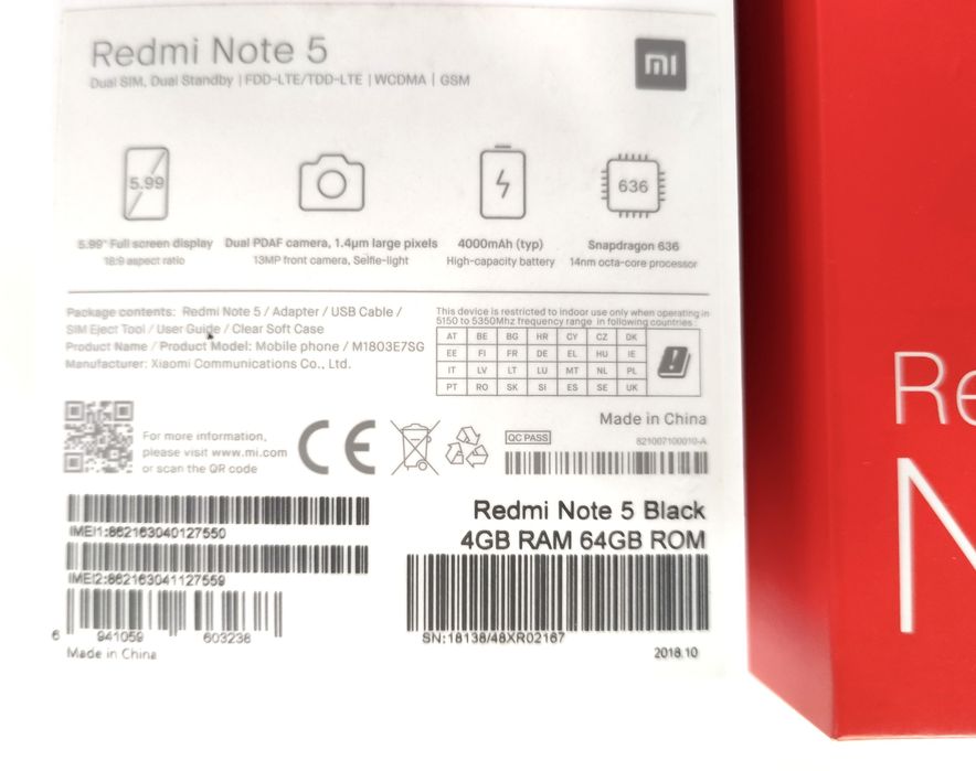 Смартфон Xiaomi Redmi Note 5 4/64Gb