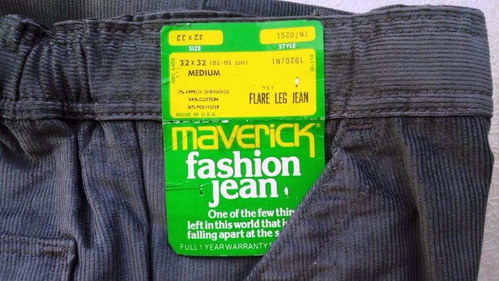 Суперредкость! Вельветовый MAVERICK(USA) LEE Старинные Новые джинсы