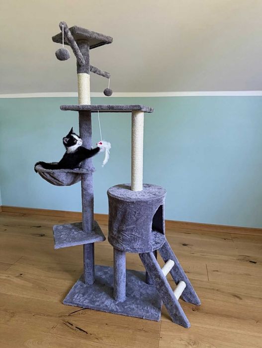 Drapak Dla Kota Legowisko Domek NOWY Wieża Zabawka 5 Poziomów Pluszowy