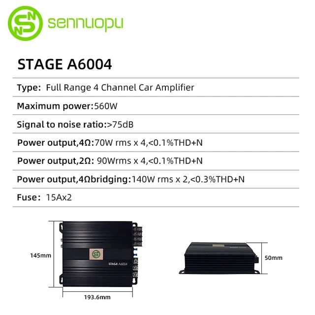 Amplificador de 2 canais Stage A6004.60W.x2.a.4.Ohm.280.watts máximo