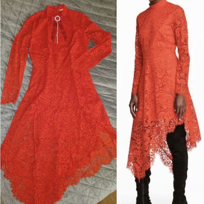 Червона мереживна сукня H&m.