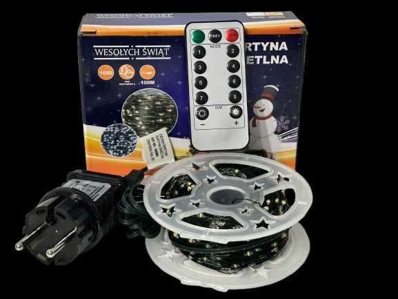 Lampki choinkowe 1000 led 100m światełka drucik ryż ciepły biały