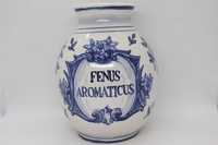 Pote de Farmácia Fenus Aromaticus Faiança do Marquês Marcada e Numerad