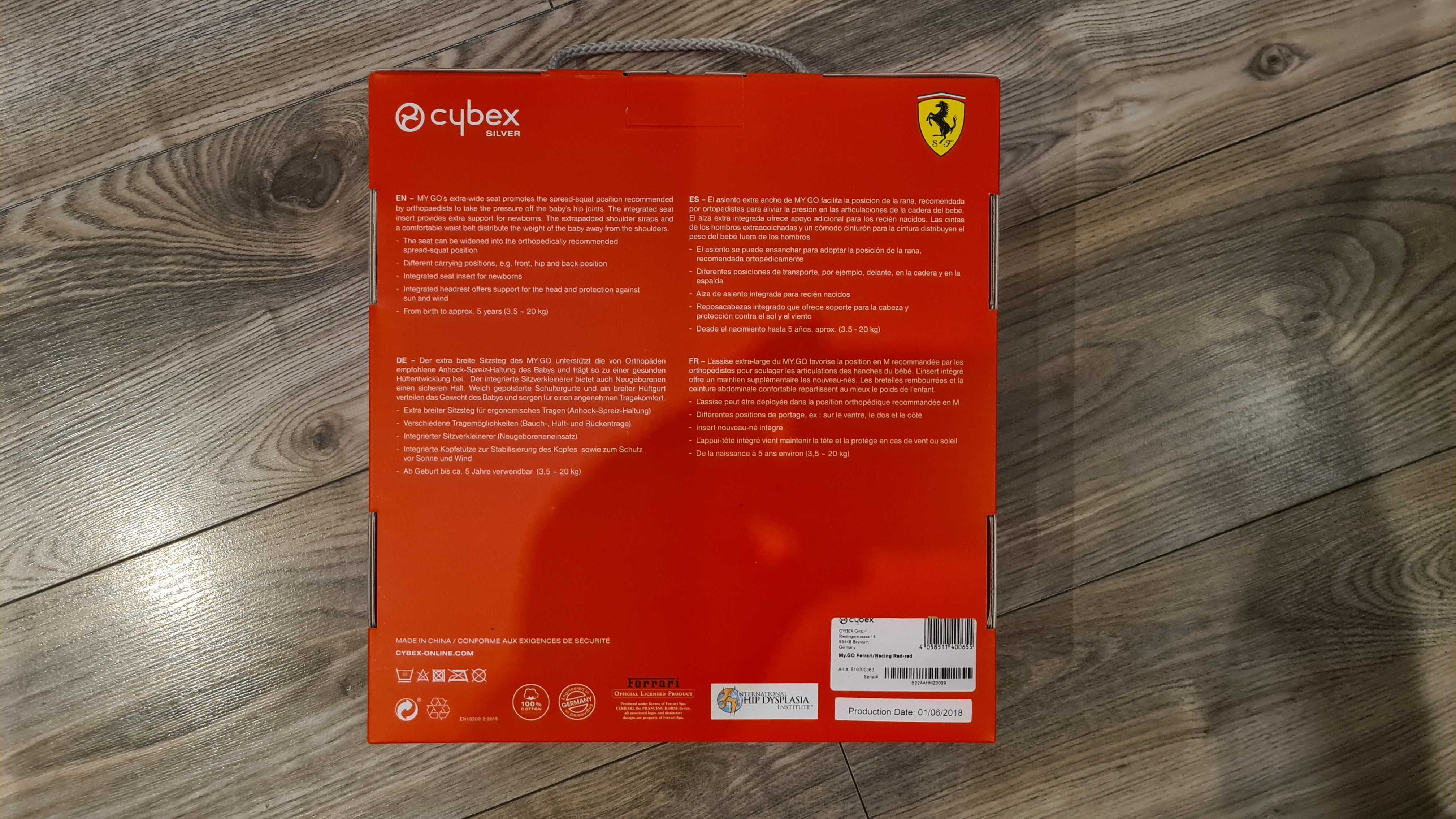 NOWE nosidełko nosidło Cybex My.Go Ferrari Scuderia Racing Red