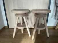 Taboret hoker regulowany okrągły - drewniany bukowy 51-69 cm