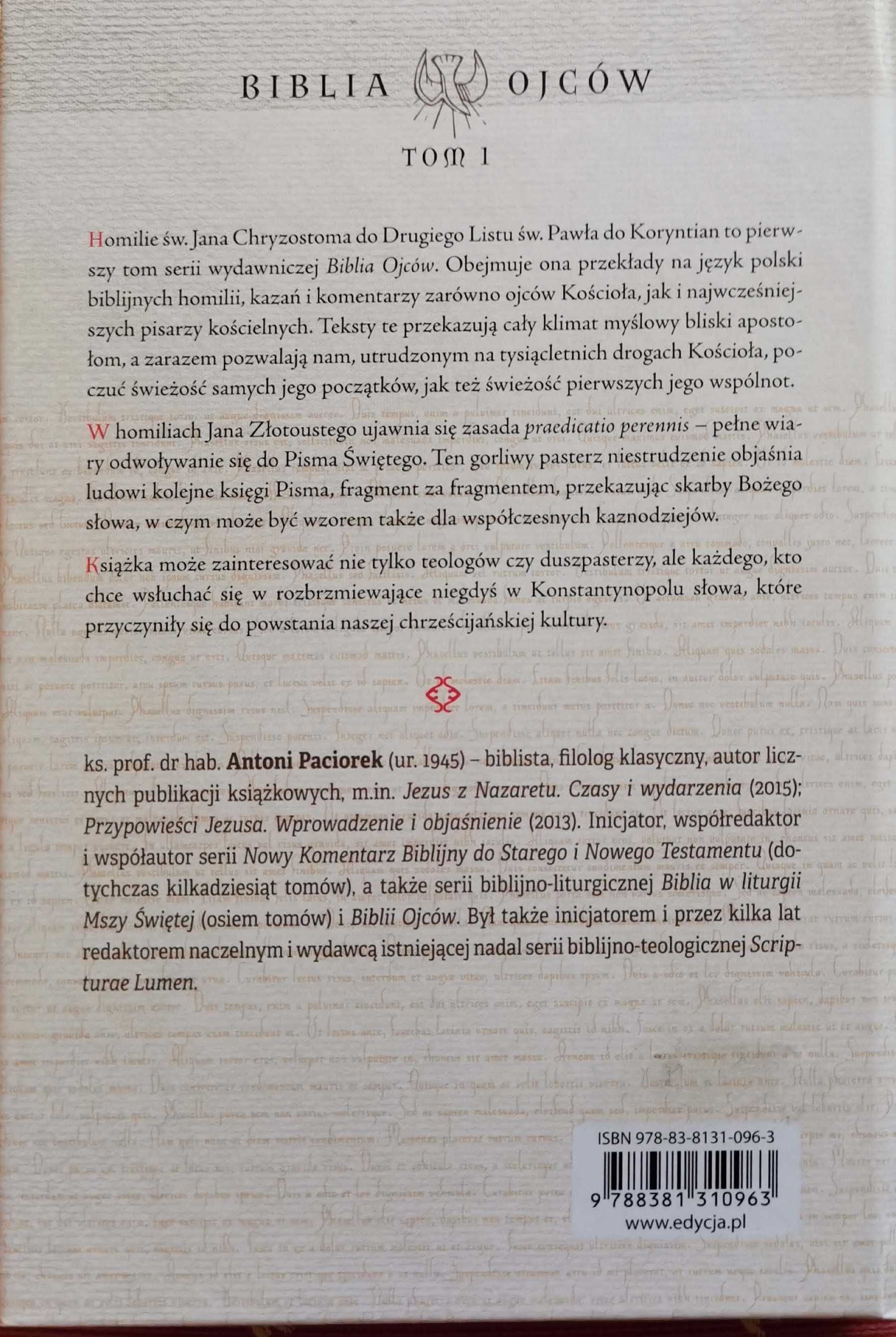 Jan Chryzostom Homilie do II listu św Pawła do Koryntian Tom 1
