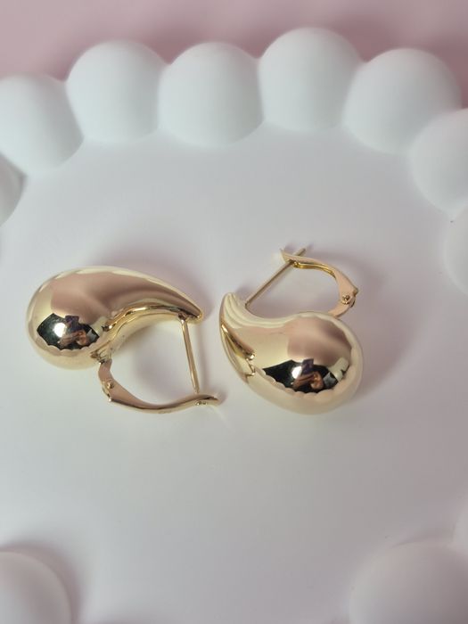 Złote kolczyki krople łezki gładkie angielskie zapięcie 585