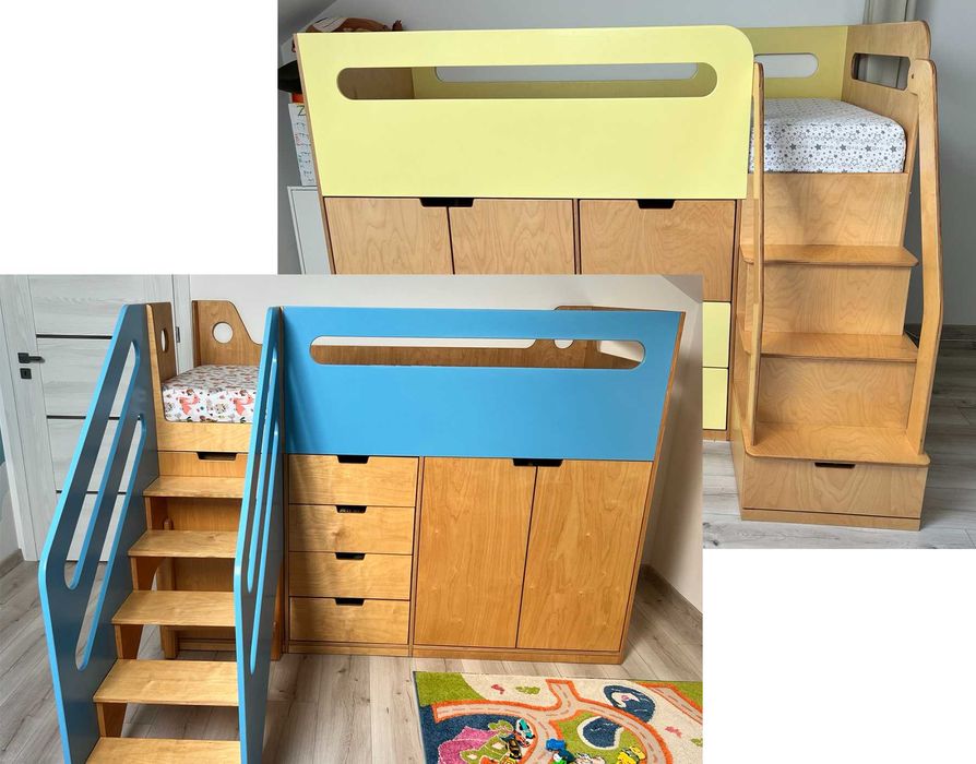 Łóżko piętrowe antresola 90*190. Autorski projekt. Sklejka.