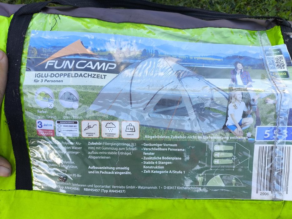 Namiot turystyczny 3-osobowy, igloo, niemiecki producent