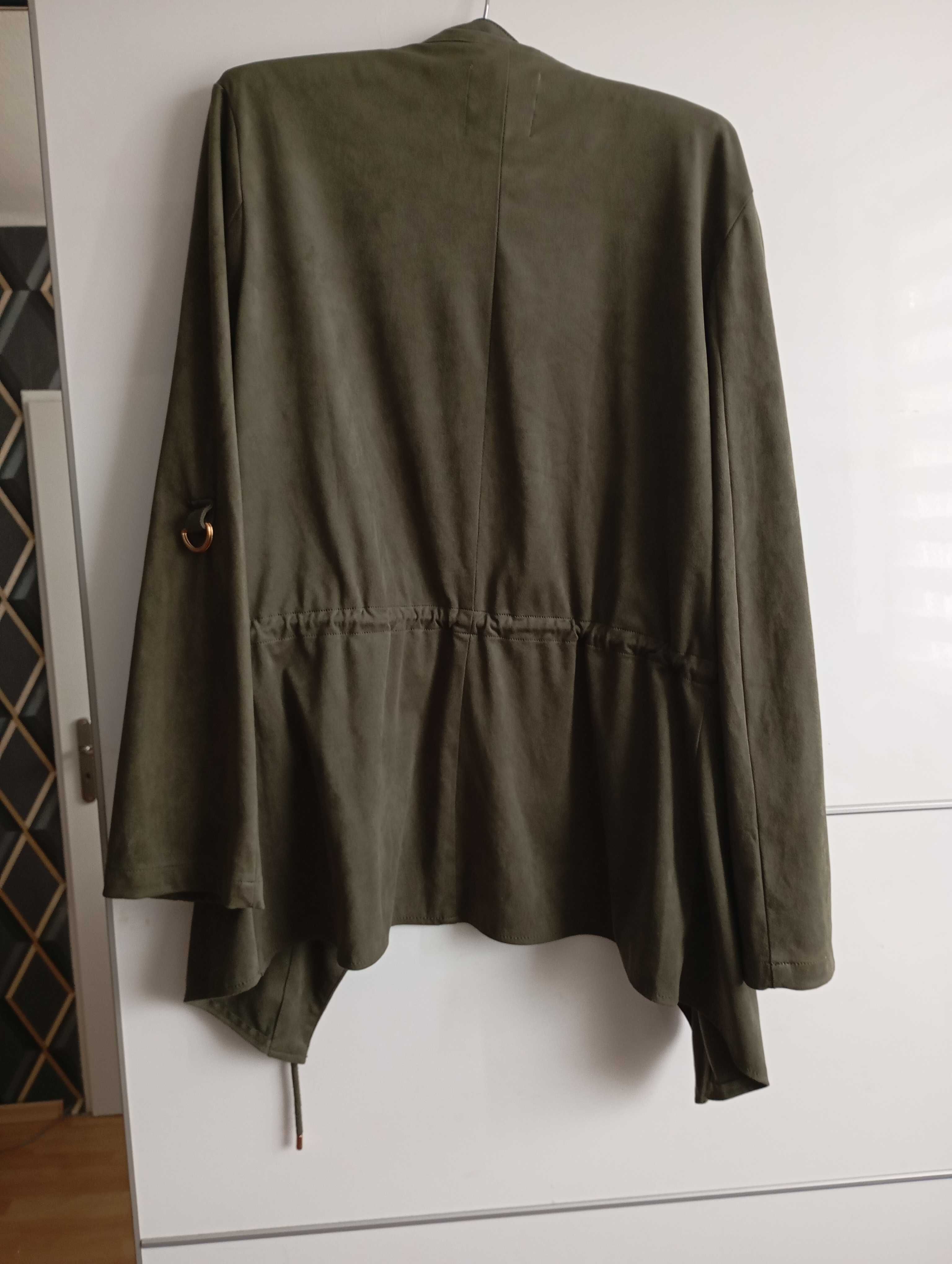 Kardigan kolor khaki zamsz cienki
