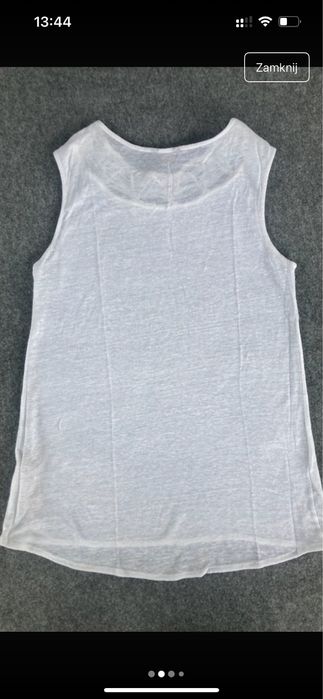 Top damski 36 bialy Massimo Dutti len bezrekawnik #massimodutti