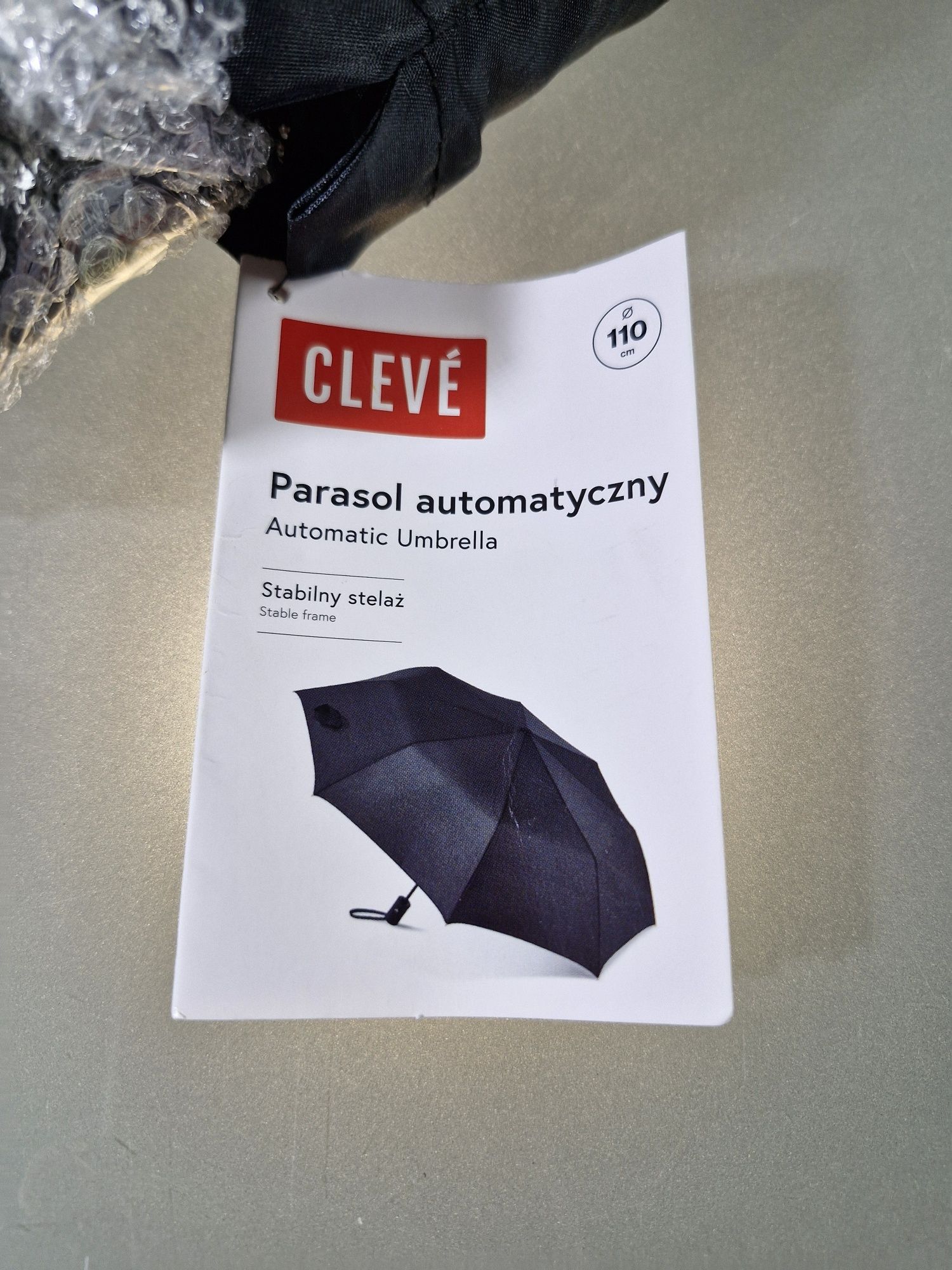 Parasol Automatyczny Składany Czarny 110 cm Cleve