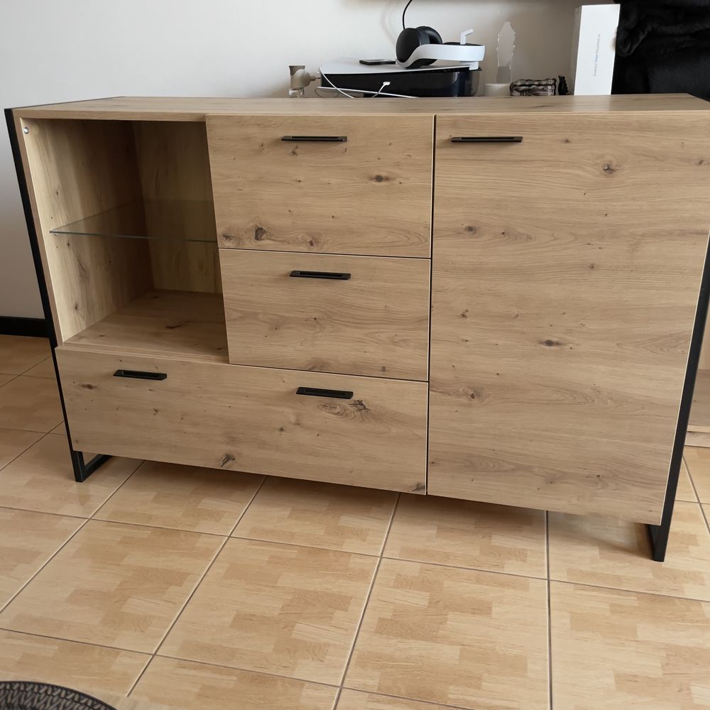 nowa komoda dąb artisan na metalowych nogach cnc