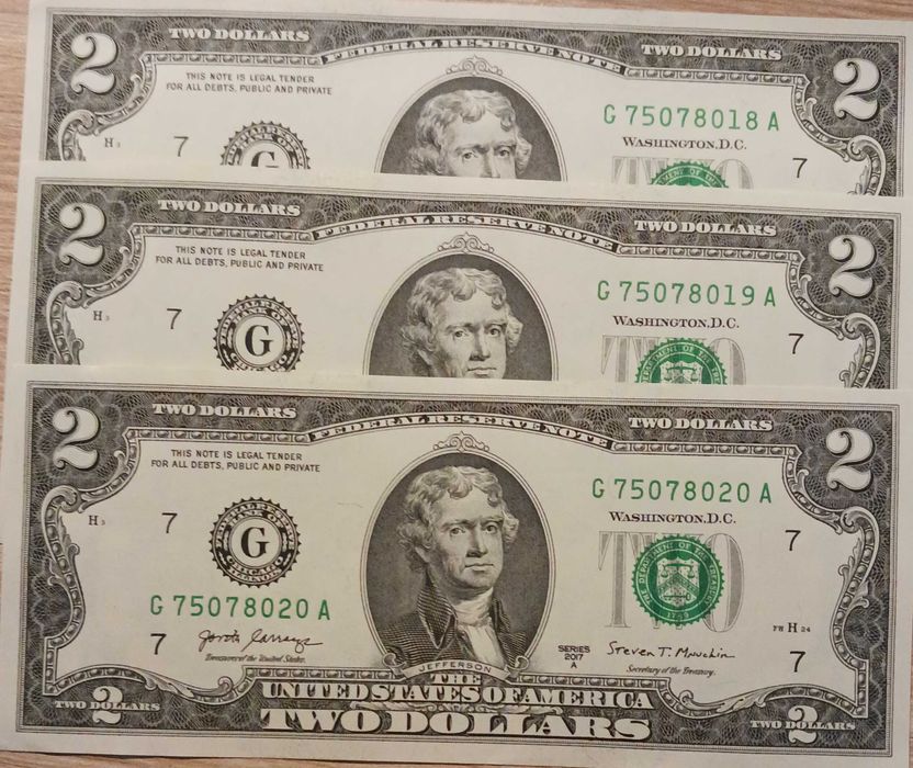 3 x 2 $ USA T.Jefferson-2017 r.-seria "A"-Chicago- Illinois-mennicze
