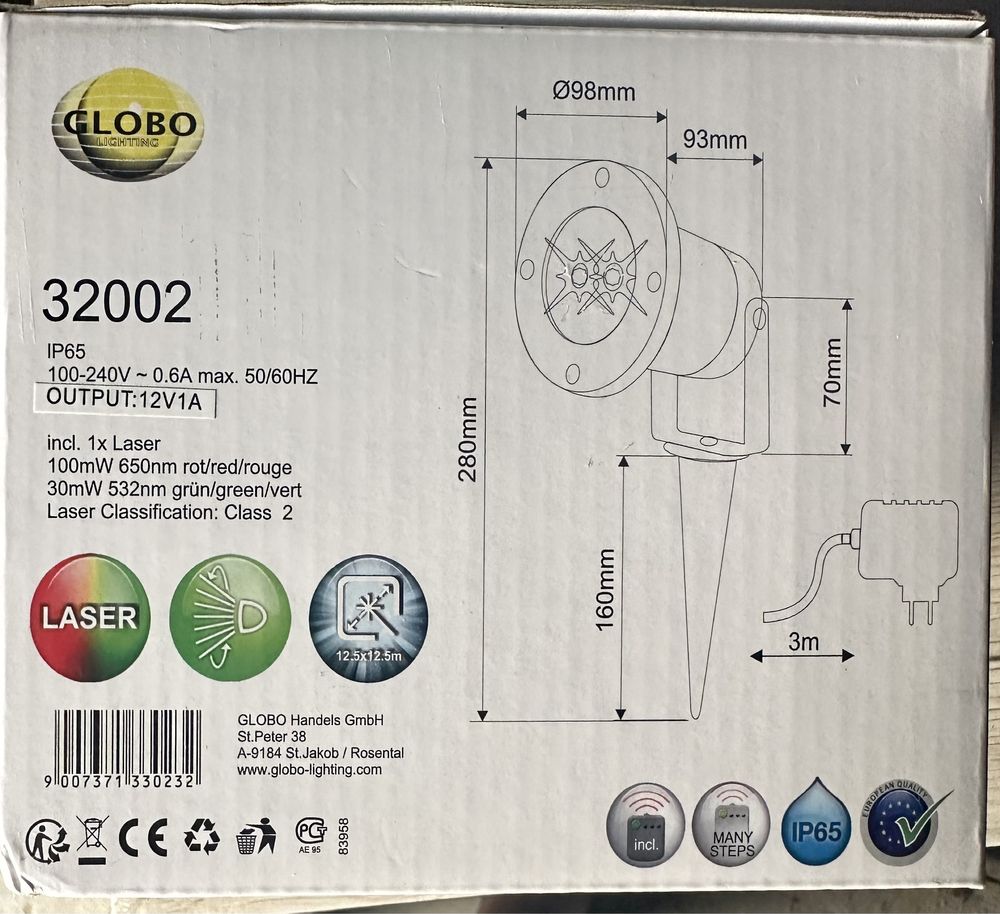 Oświetlenie świąteczne laser Globo 32002