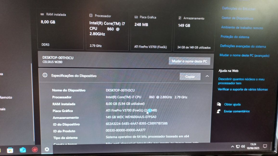 Computador fixo Fujitsu Celsius Core i7