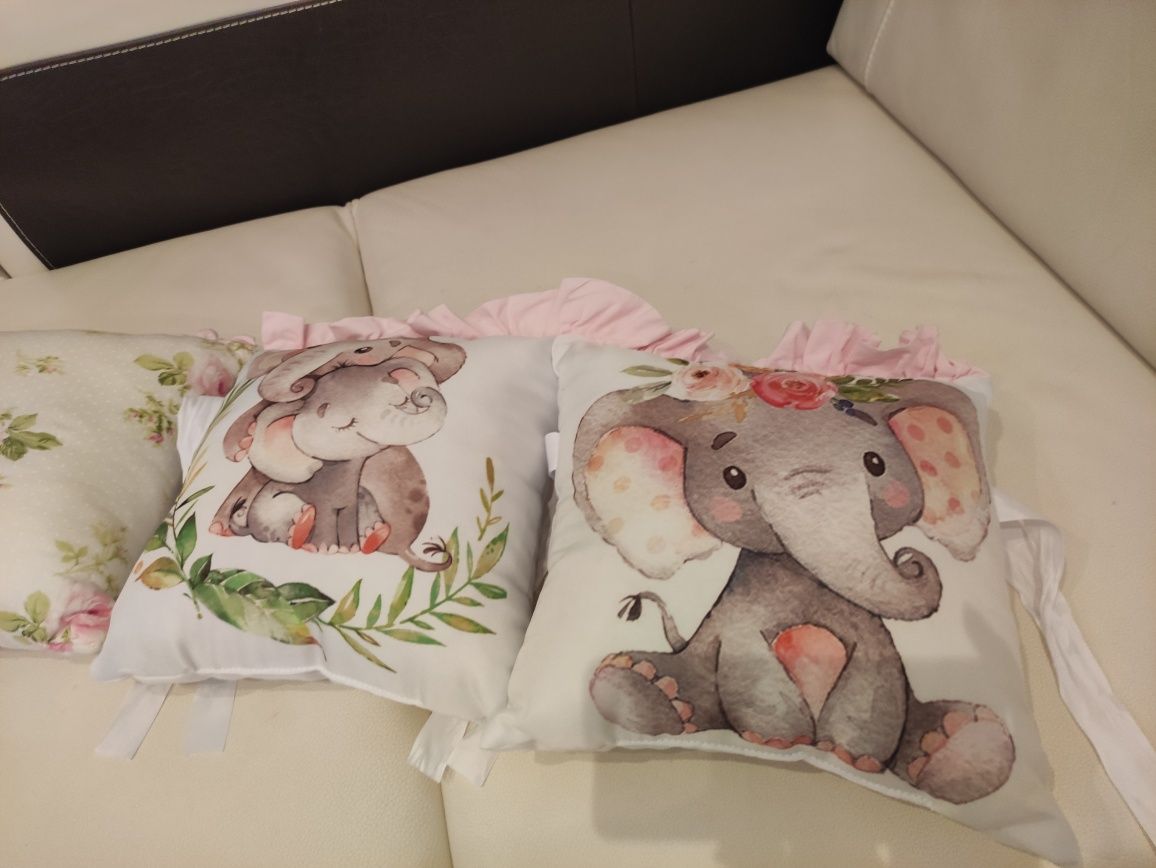 Бортики в детскую кроватку с слониками