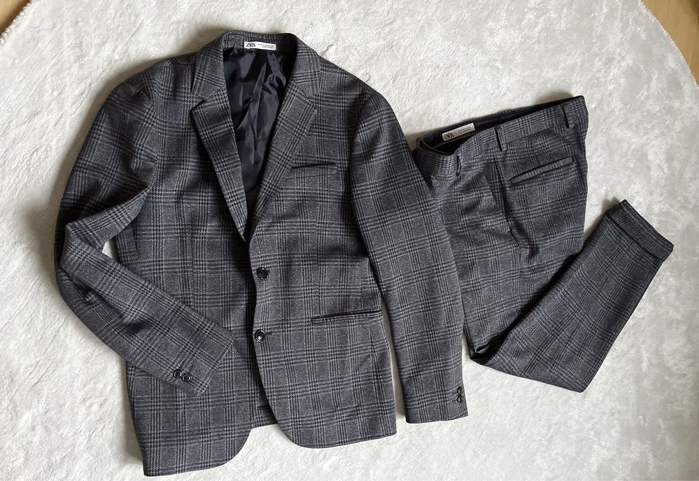 Zara garnitur w kratkę szary czarny obłędny modny jesień M 48 38