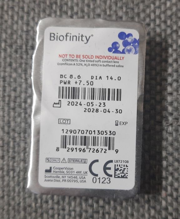 Soczewki kontaktowe Biofinity +7.50 1 szt.