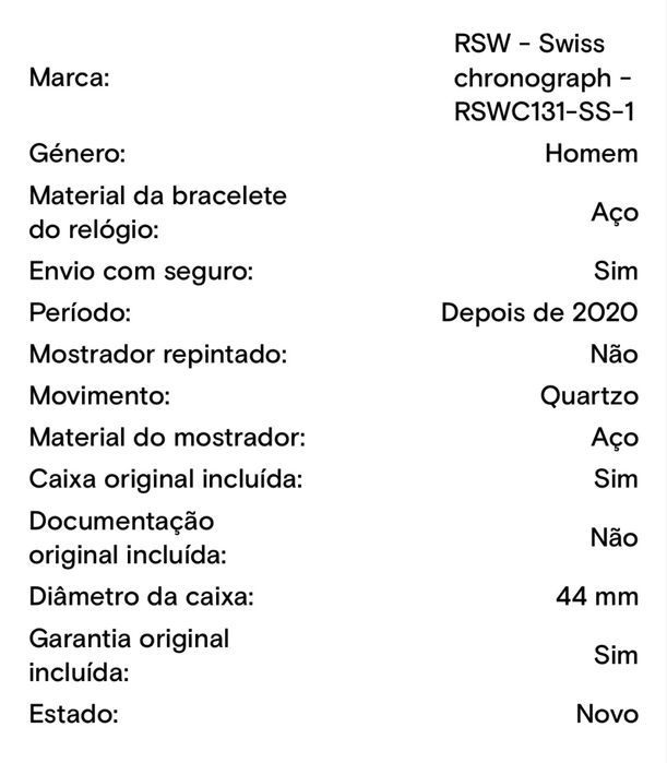 Relógio Suiço de marca reconhecida novo com garantia.