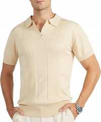 Męska koszulka Polo Beżowa bardzo wygodna i elastyczna Rozmiar XXXL