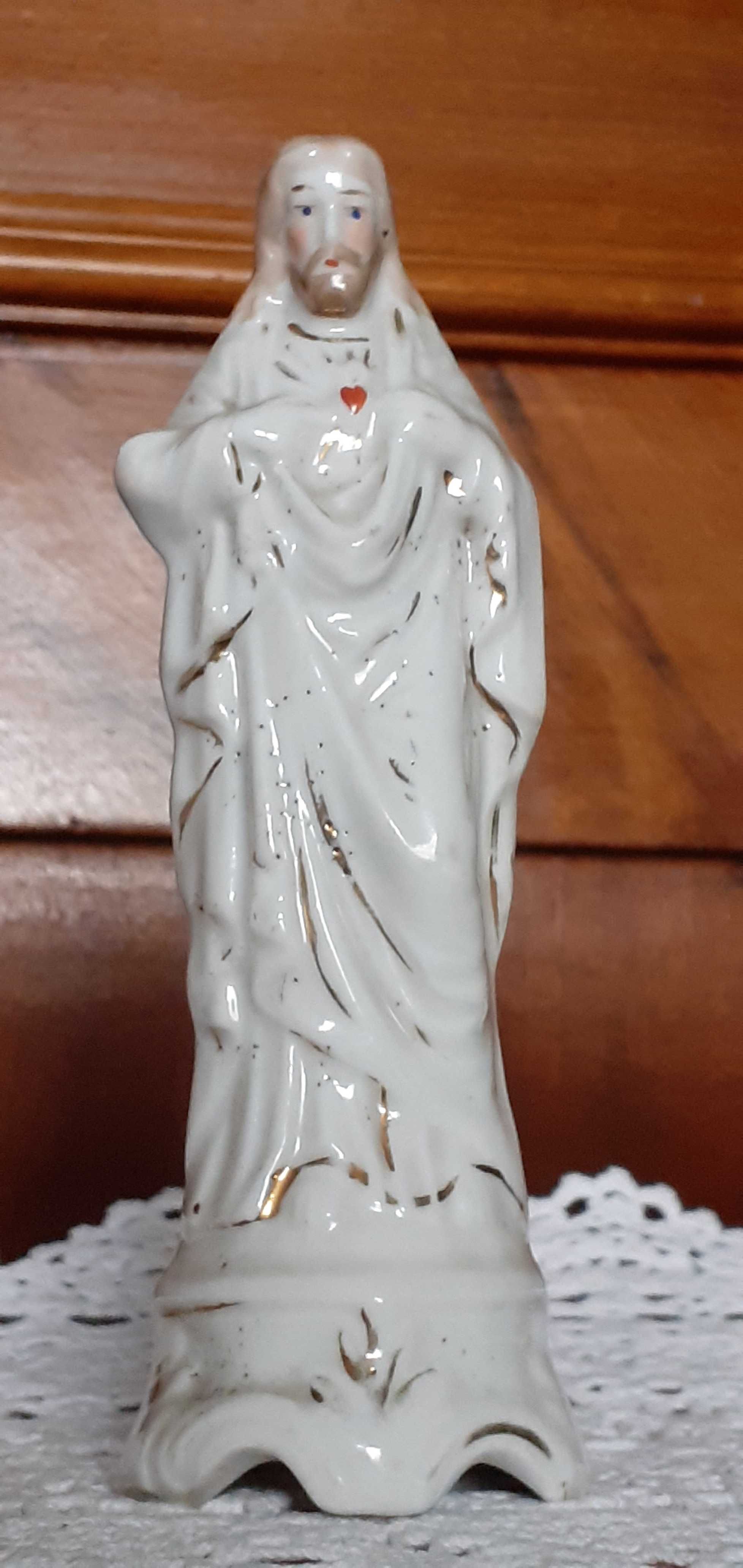 Porcelanowa figurka Jezusa stara sygnowana 16 cm