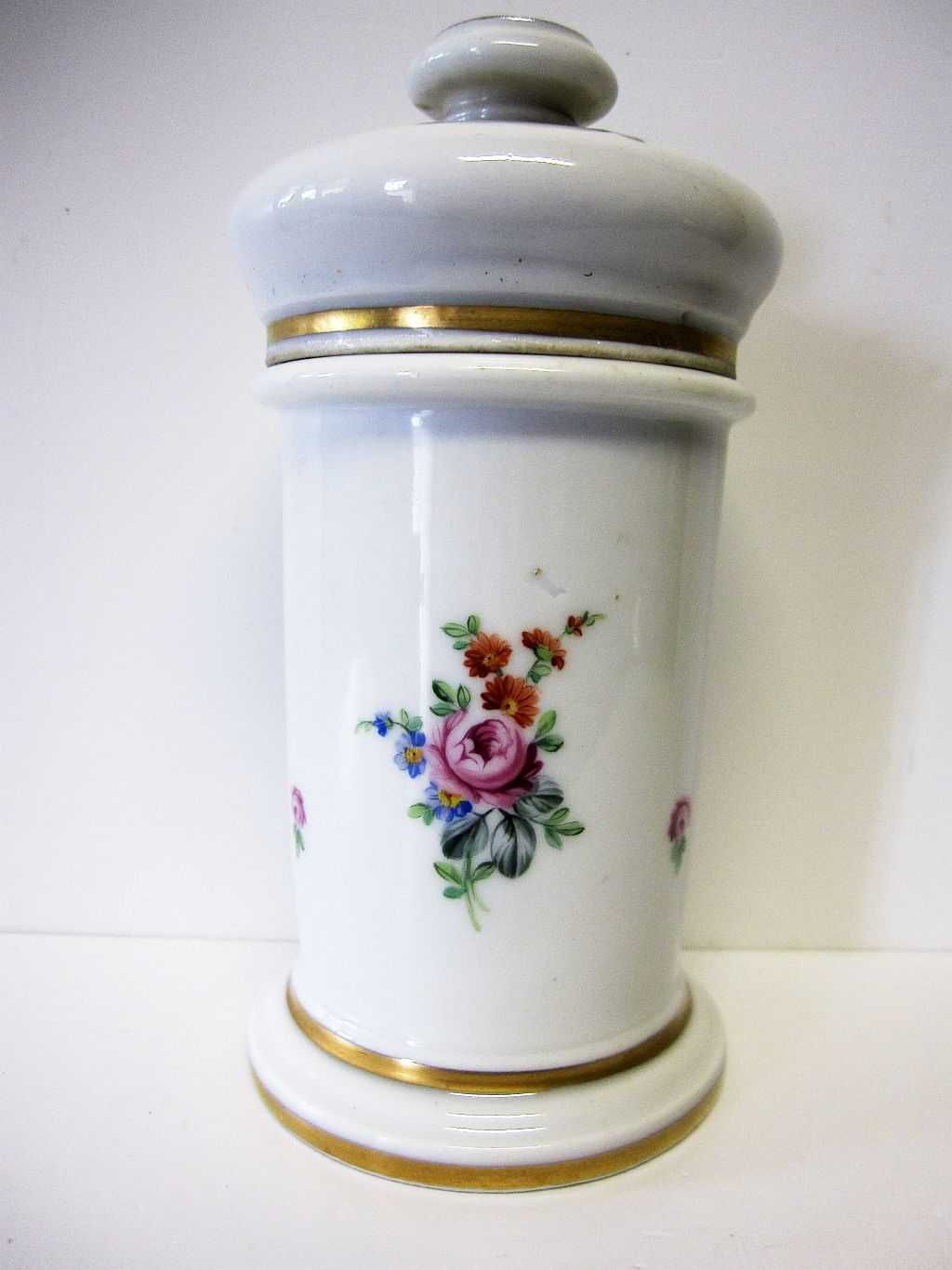 lindo pote vintage em porcelana pintada à mão - marcado