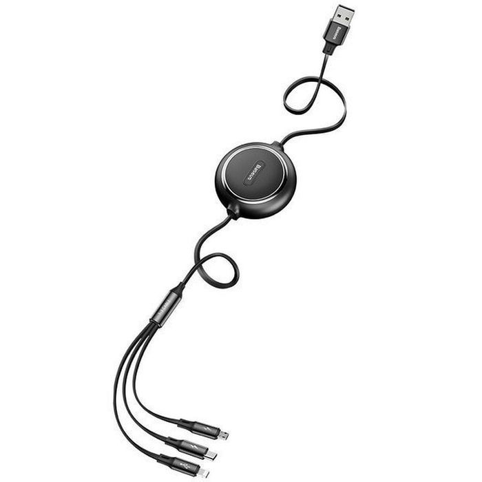BASEUS kabel zwijany 3w1 USB A do Micro USB / Lightning / Typ C 3,5A