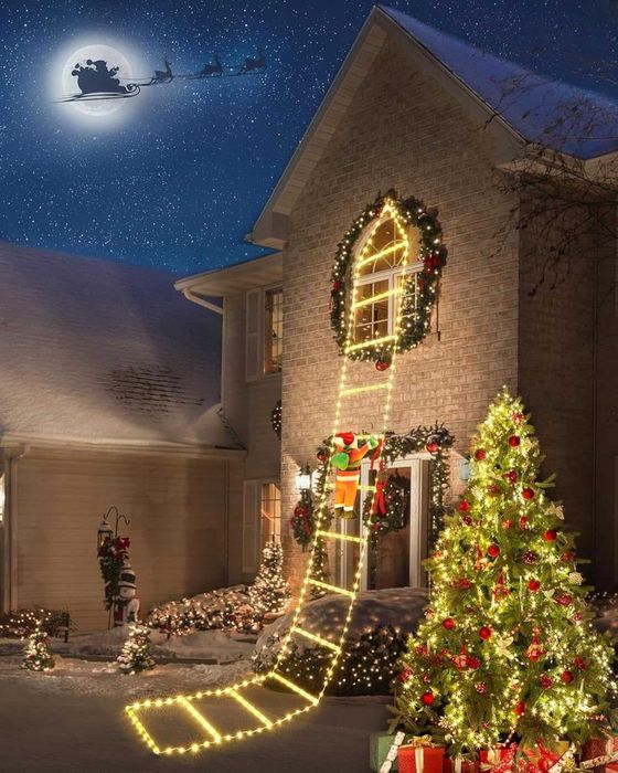 Dekoracja świąteczna Łańcuch świetlny MIKOŁAJ NA DRABINIE 3m - C.BIEL