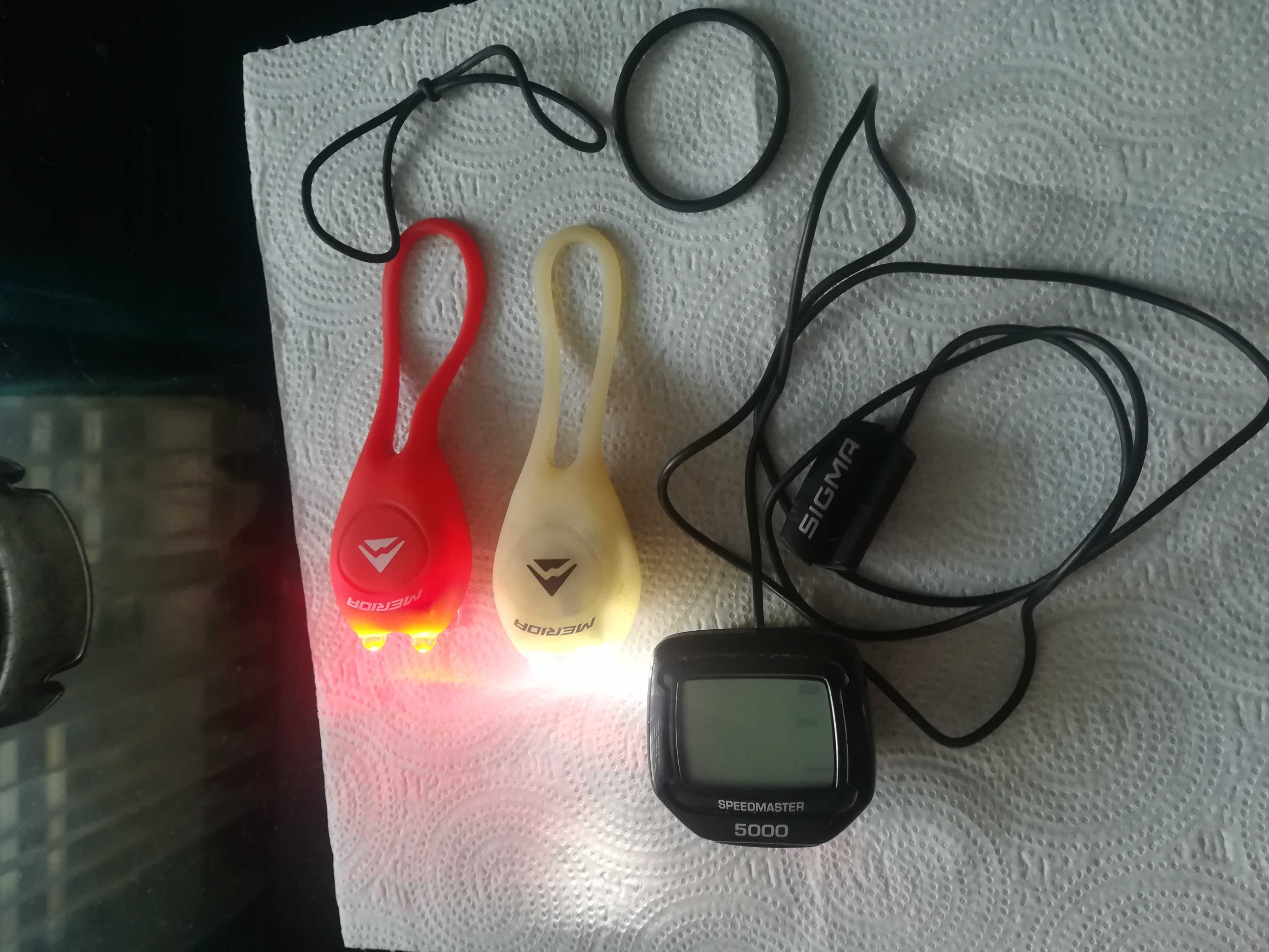 Licznik rowerowy speedmaster 5000 + oświetlenie Led kpl.