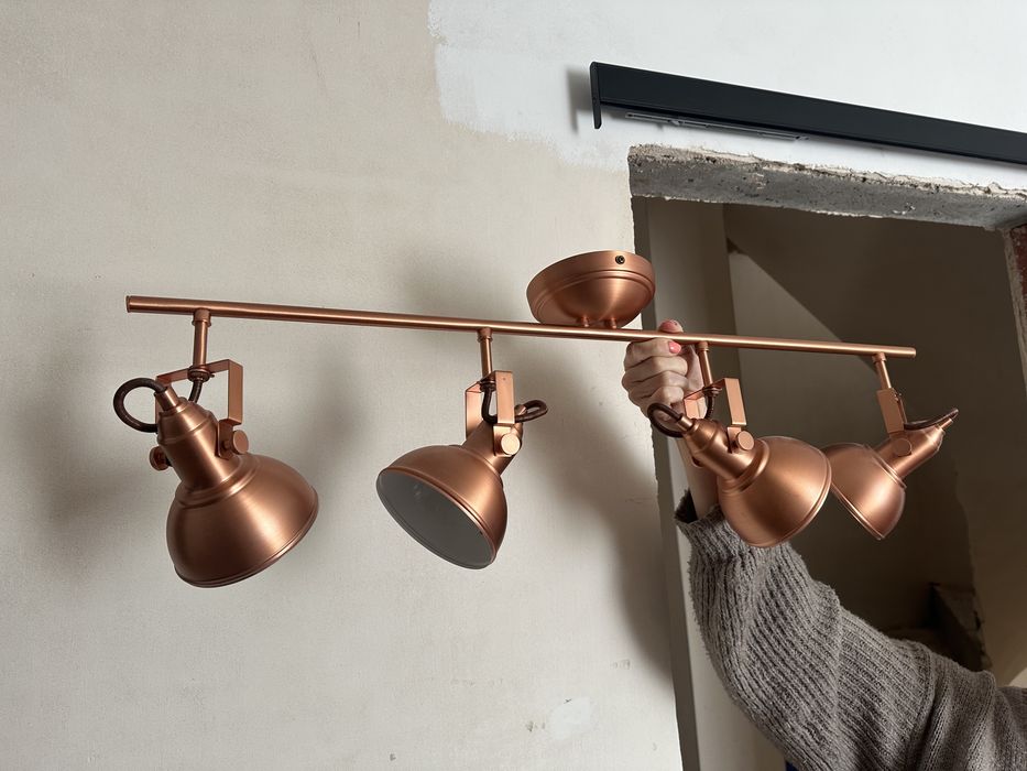 Lampa sufitowa loft / industrial miedziana 4-punktowa