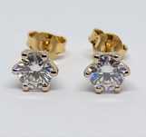 Kolczyki złote 585 dwukolorowe 2x 0.5ct Moissanit GRA CERTYFIKAT