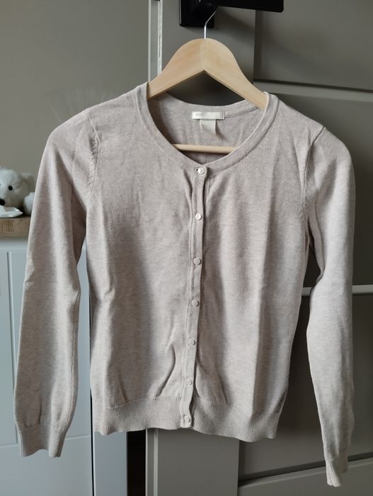 Beżowy kardigan cienki sweter S 100% bawełna