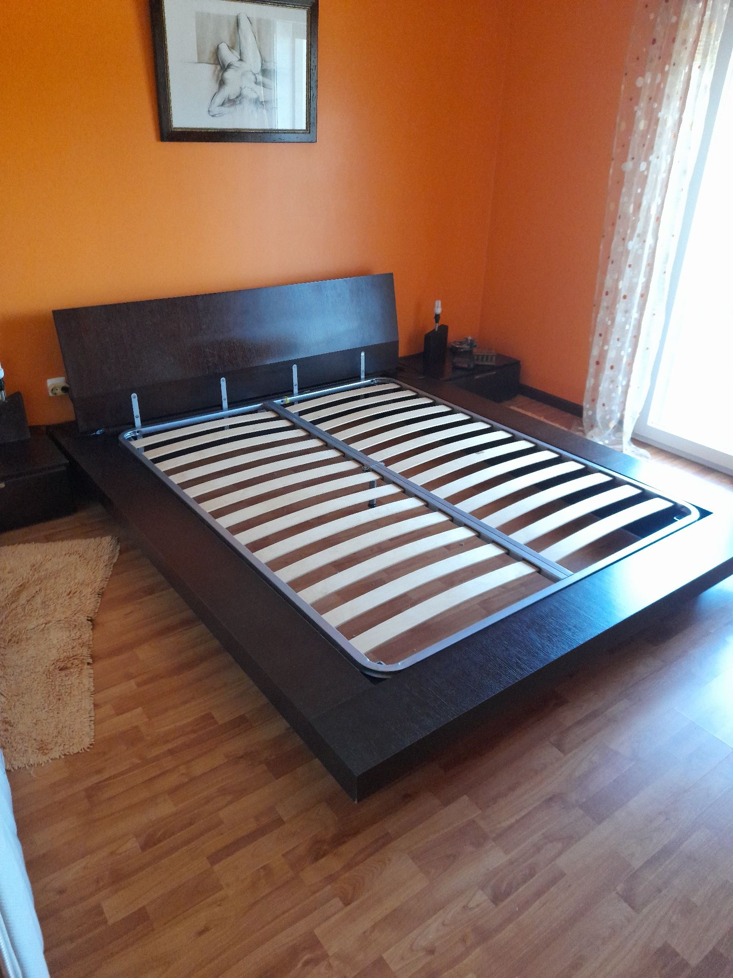Cama Casal Tatimi Shiro - Interforma em Carvalho + Mesas Cabeceiras