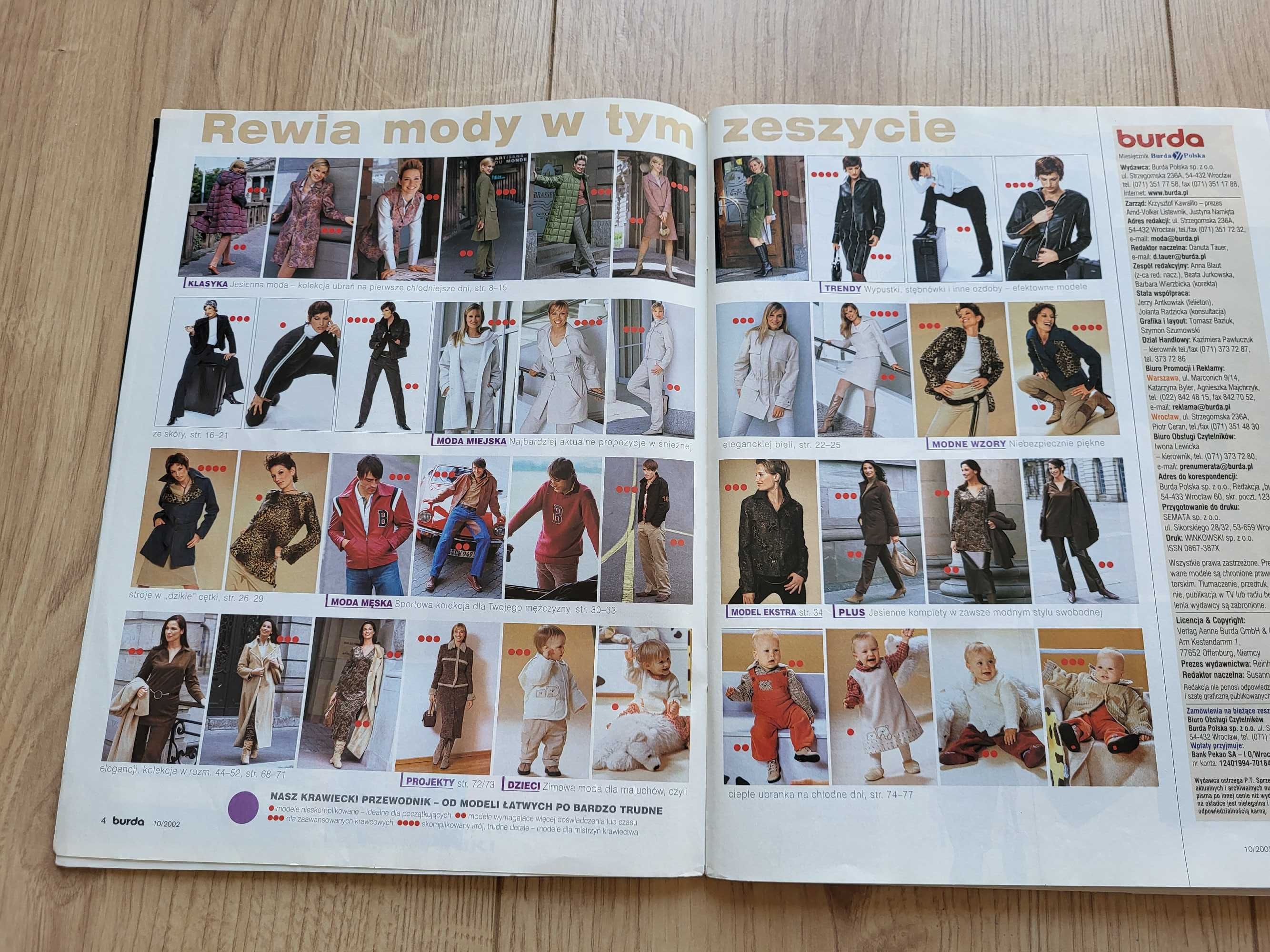 burda 10/2002 gazeta z wykrojami